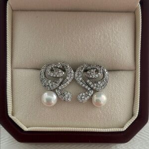 Silver Pearl Stud Earrings | Sterling Silver Posts | Christmas Gift for Her